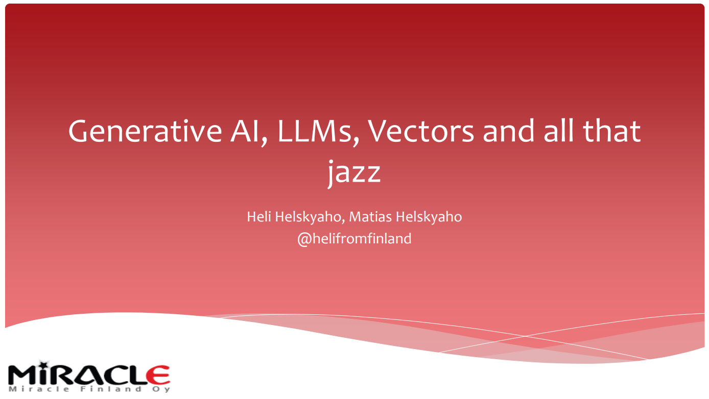 APEX World 2024 – GenerativeAI, LLMs, Vectors and all that jazz