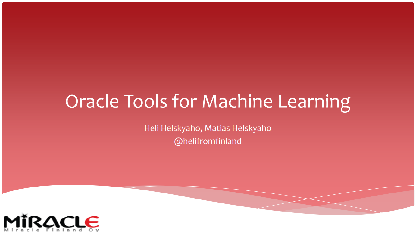 APEX World 2024 – Oracle Tools for Machine Learning
