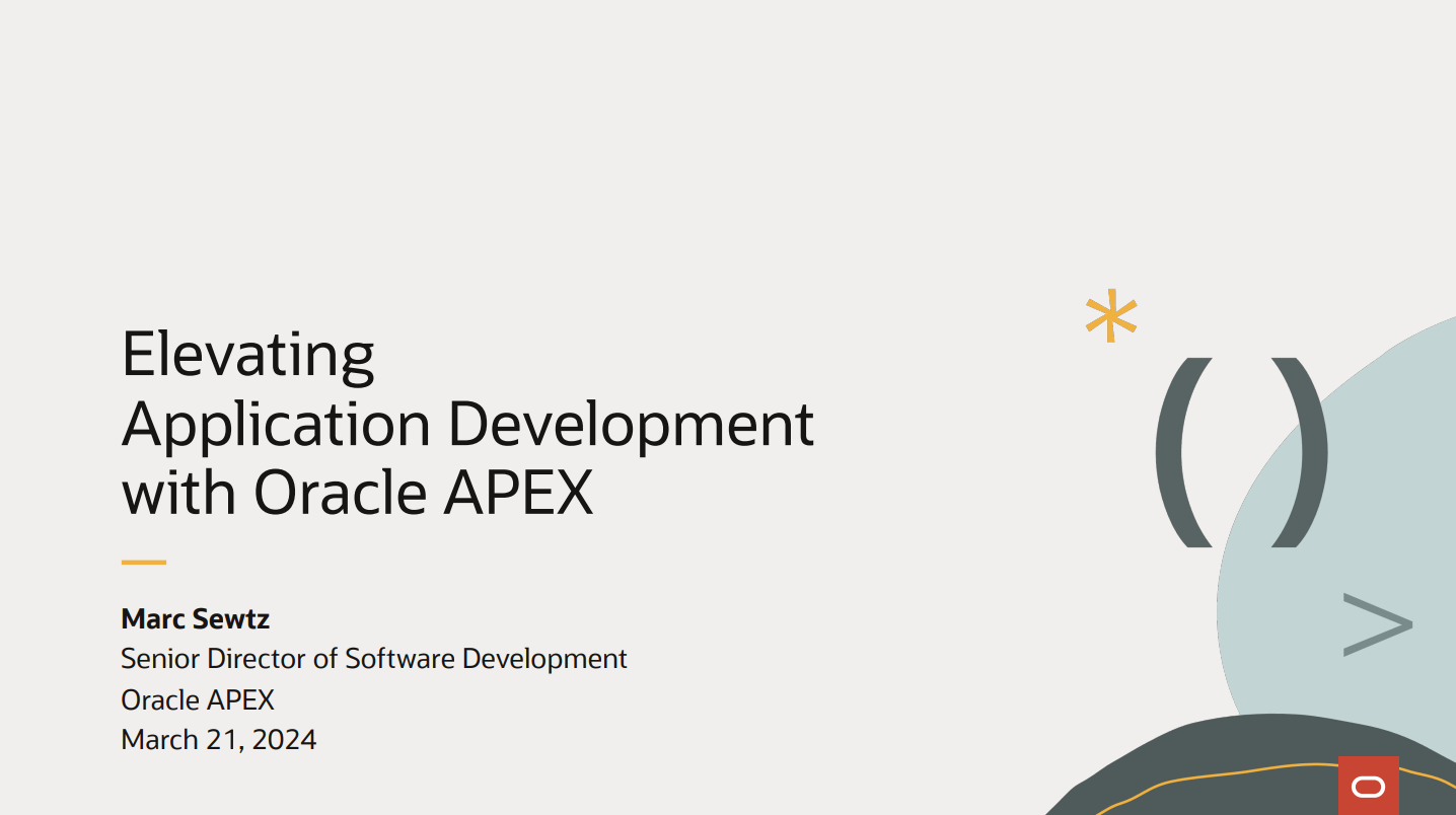 APEX World 2024 – Elevating Application Development with Oracle APEX