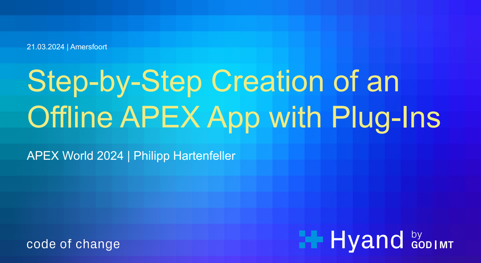 APEX World 2024 – Step-by-Step Creation of an Offline APEX App with Plug-Ins