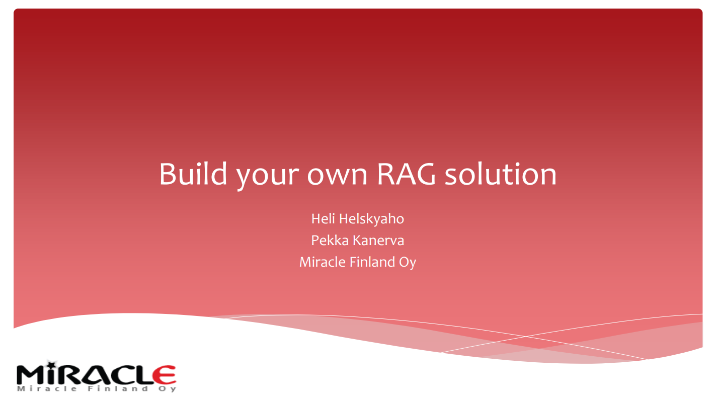 EMEA Tour 2024 – Build your own RAG solution