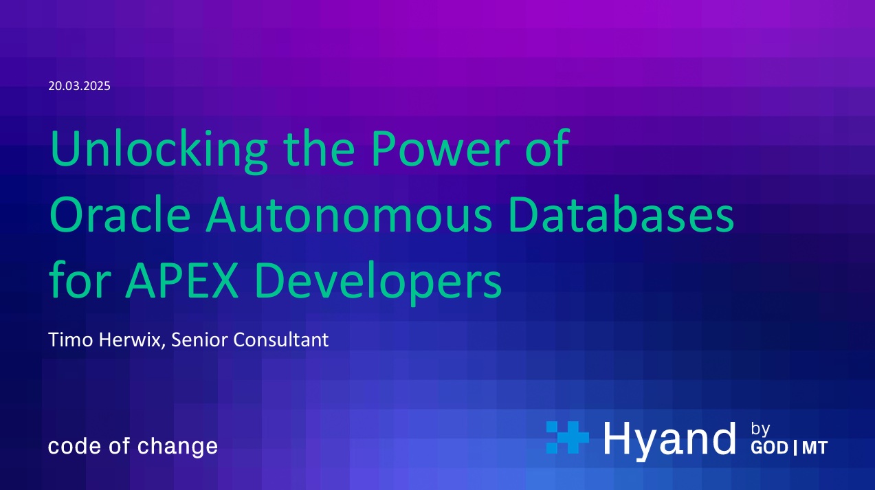 APEX World 2025 – Unlocking the Power of Oracle Autonomous Databases for APEX Developers