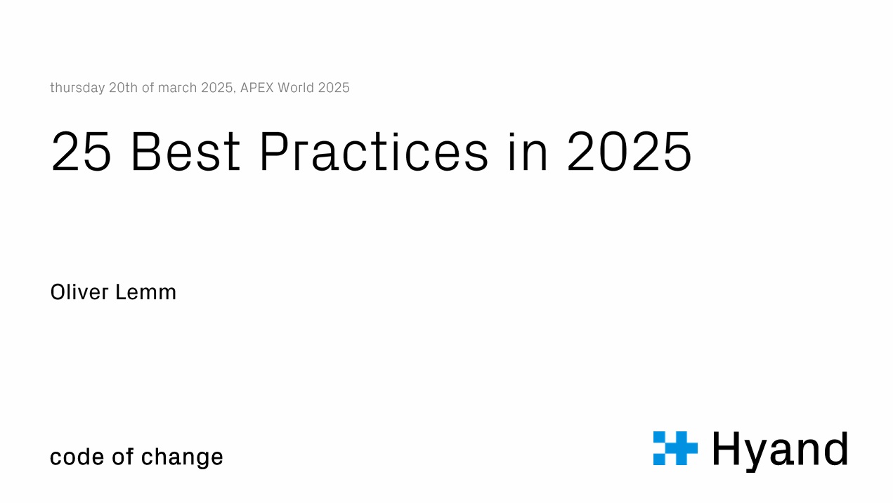 APEX World 2025 – 25 Best Practices in 2025