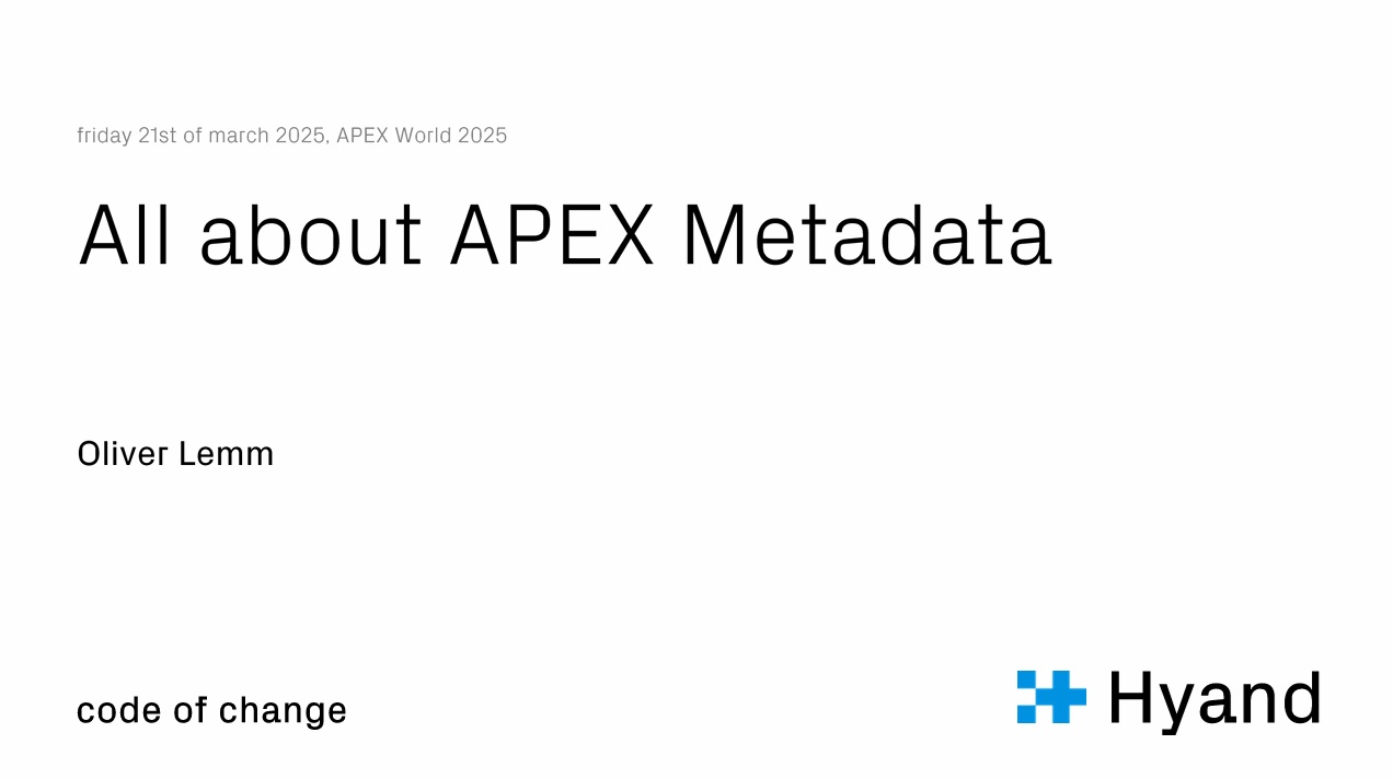 APEX World 2025 – All about APEX Metadata