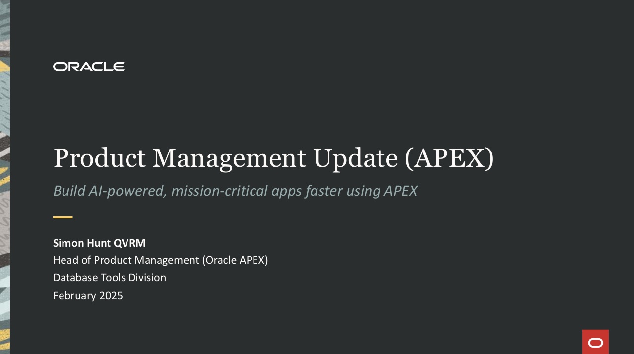APEX World 2025 – APEX Product Management Update