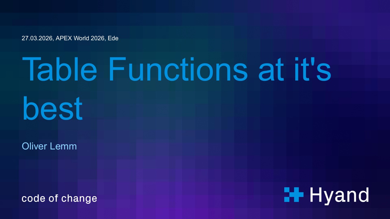 APEX World 2026 – Table Functions at it’s best