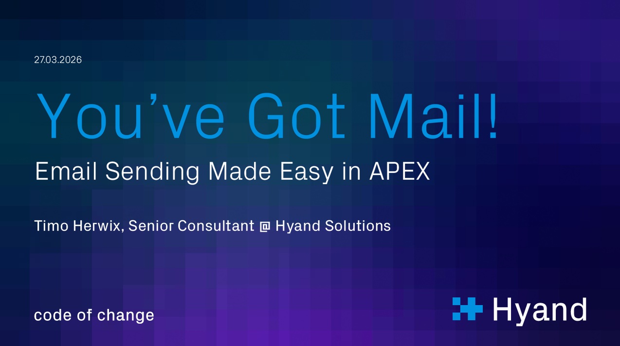 APEX World 2026 – You’ve Got Mail! Email Sending Made Easy in APEX